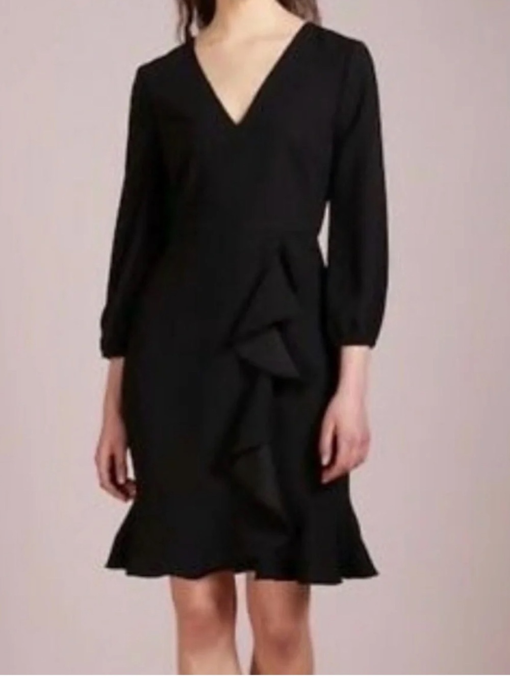 J.Crew Drapey ruffle-front dress Black Size 2